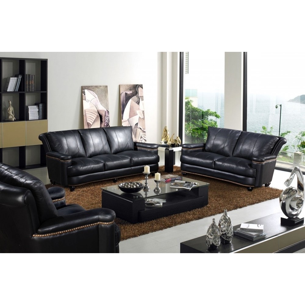 Ensemble IMPERIAL, 3 pièces: canapé 3 places + 2 places + fauteuil 1 place en cuir italien vachette. Tout cuir supérieur intégra