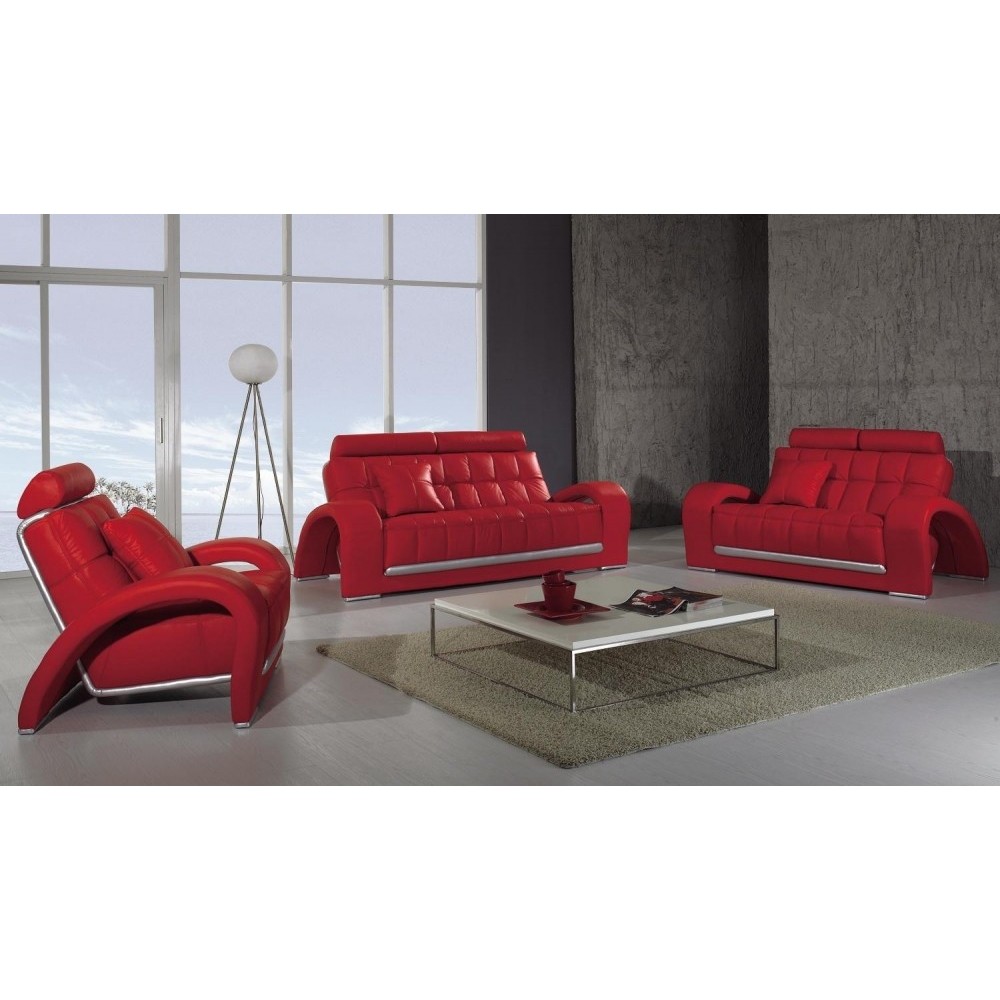 Ensemble CATANIA 2 pièces: canapé 3 places + 2 places en cuir luxe italien vachette, Rouge, BLANC, 3 places et 2 places et faute Ensemble CATANIA 2 pièces: canapé 3 places + 2 places en cuir luxe italien vachette, Rouge, BLANC, 3 places et 2 places et faute