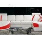 Canapé d'angle en cuir italien 7/8 places OSCAR NAPLES, blanc et rouge, angle droit