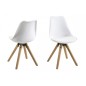 Lot de 2 chaises design blanches avec pieds en bois, DIXONA