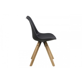 Lot de 2 chaises design noires avec pieds en bois, DIXONA