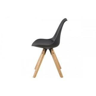 Lot de 2 chaises design noires avec pieds en bois, DIXONA