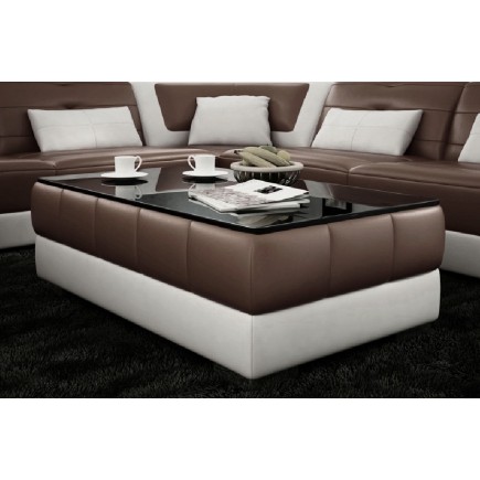 Table basse design ZEINA, chocolat et blanc.