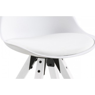 Lot de 2 chaises design blanches avec pieds en bois peints en blanc, MIXITA