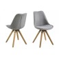 Lot de 2 chaises design tissu gris clair avec pieds en bois, DIZINA