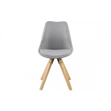 Lot de 2 chaises design tissu gris clair avec pieds en bois, DIZINA