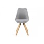 Lot de 2 chaises design tissu gris clair avec pieds en bois, DIZINA