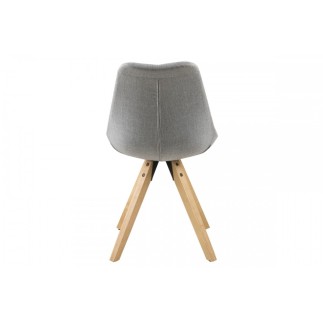 Lot de 2 chaises design tissu gris clair avec pieds en bois, DIZINA