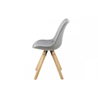 Lot de 2 chaises design tissu gris clair avec pieds en bois, DIZINA