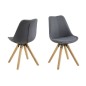 Lot de 2 chaises design tissu gris foncé avec pieds en bois, DIZINA