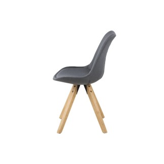 Lot de 2 chaises design tissu gris foncé avec pieds en bois, DIZINA