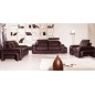 Ensemble 3 pièces: canapé 3 places + 2 places + fauteuil en cuir luxe italien vachette, PALERMO II, cuir Prestige luxe,chocolat