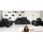 Ensemble 3 pièces: canapé 3 places + 2 places + fauteuil en cuir luxe italien vachette, PALERMO II, cuir Prestige luxe,noir