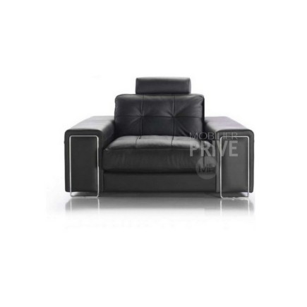 Fauteuil une place en cuir Prestige luxe haut de gamme italien MATIGNON, noir