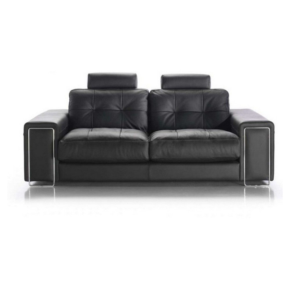 Canapé 2 places en cuir Prestige luxe haut de gamme italien MATIGNON, noir Venesetti