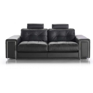 Canapé 3 places en cuir Prestige luxe haut de gamme italien MATIGNON, noir Venesetti