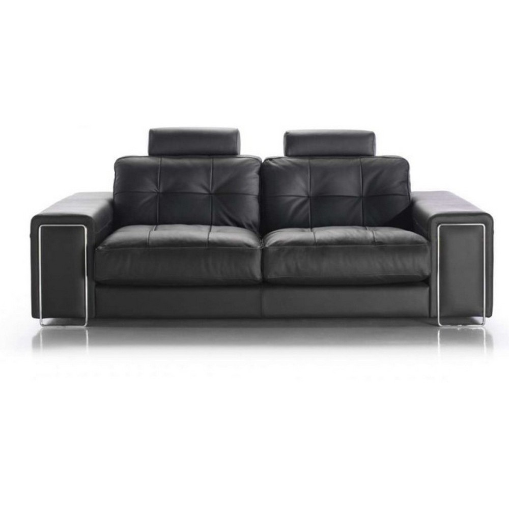 Canapé 3 places en cuir Prestige luxe haut de gamme italien MATIGNON, noir Venesetti