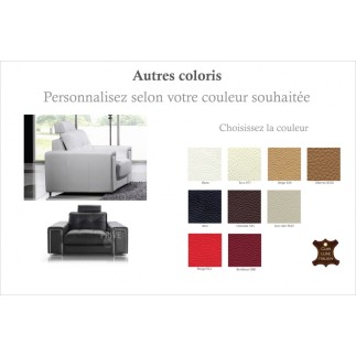 Fauteuil une place en cuir Prestige luxe haut de gamme italien MATIGNON, couleur personnaliséz
