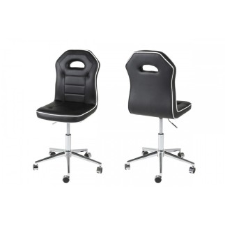 Chaise de bureau confortable en simili cuir de qualité PENOTI, noir