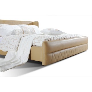 Lit design en cuir italien de luxe PRIMA, beige