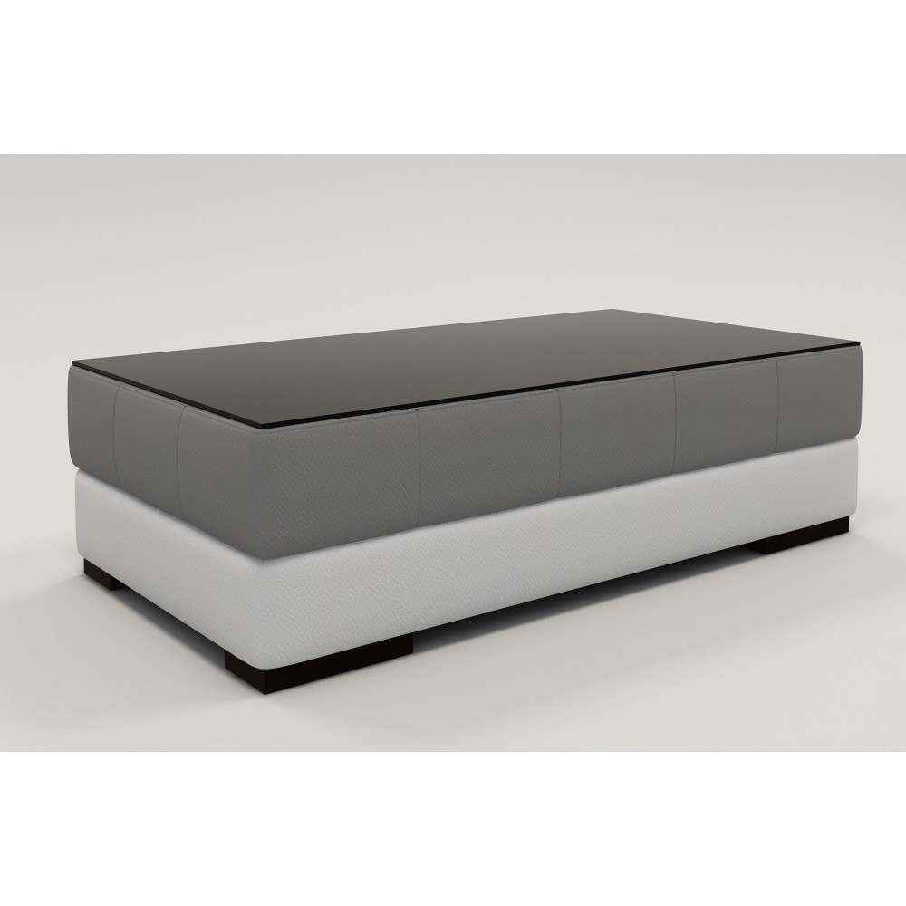 Table basse design ZEINA, gris clair et blanc, 120×70×42 cm