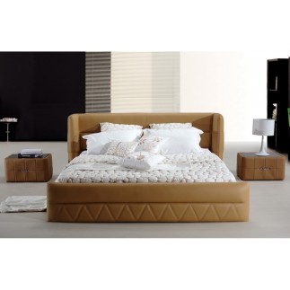 Lit design en cuir italien de luxe PRIMA, marron