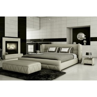 Lit design en cuir italien de luxe PRIMA, gris clair pastel