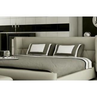 Lit design en cuir italien de luxe PRIMA, gris clair pastel, 140x190