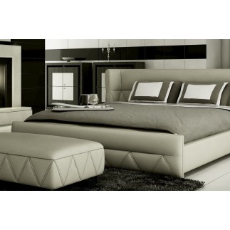 Lit design en cuir italien de luxe PRIMA, gris clair pastel