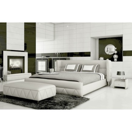 Lit design en cuir italien de luxe PRIMA, blanc
