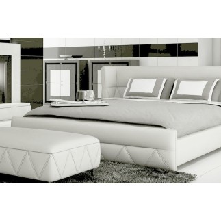 Lit design en cuir italien de luxe PRIMA, blanc