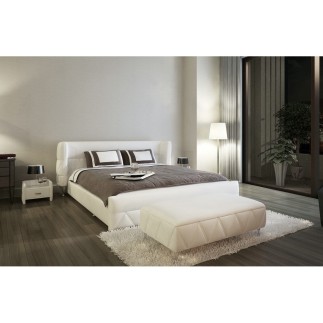 Lit design en cuir italien de luxe PRIMA, blanc