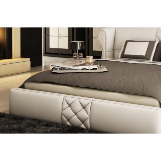 Lit design en cuir italien de luxe VEGAS, blanc, 180x200