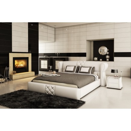 Lit design en cuir italien de luxe VEGAS, blanc, 140x190