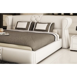 Lit design en cuir italien de luxe VEGAS, blanc