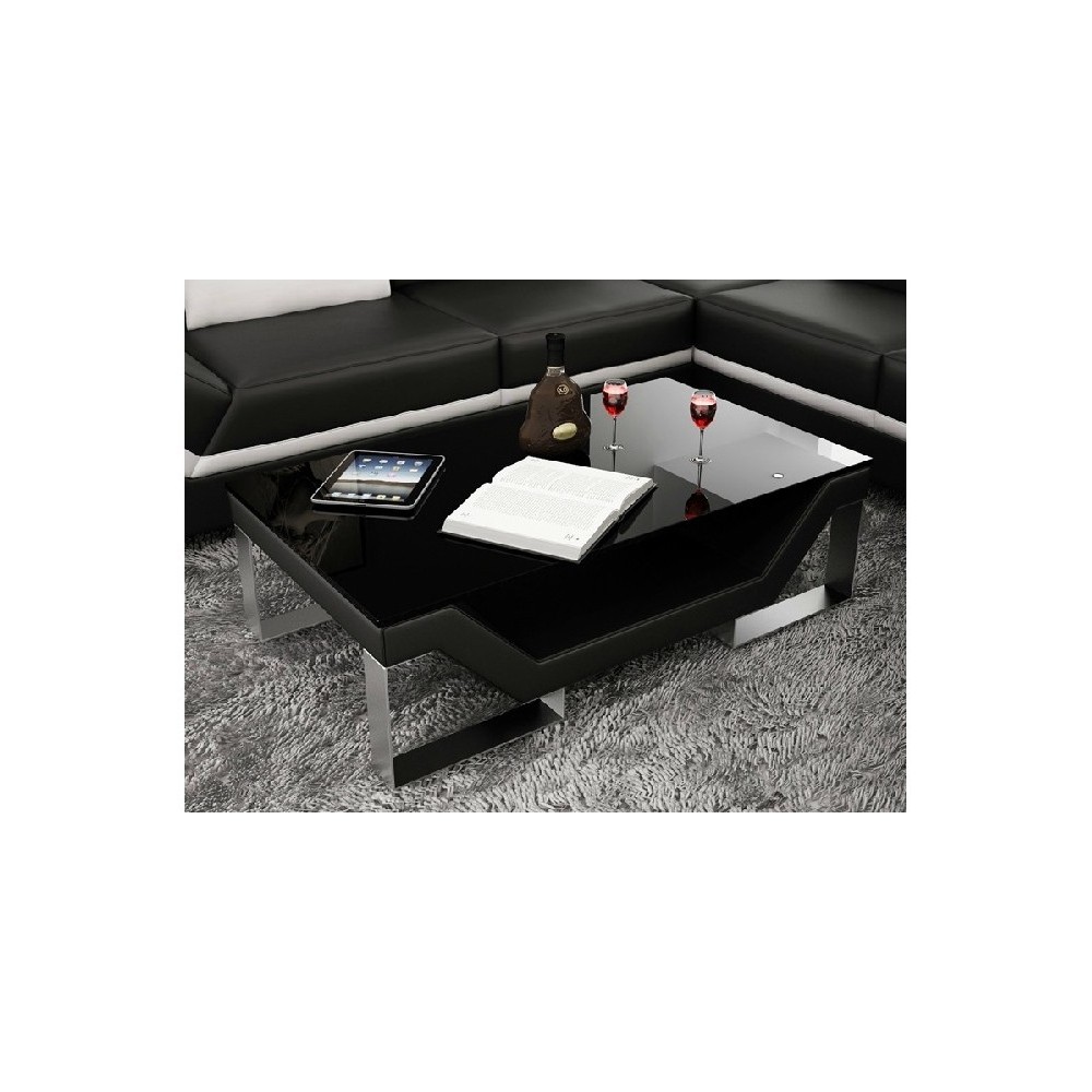Table basse design PERLE, noir, 120×70×42 cm