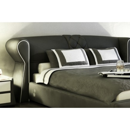 Lit design en cuir italien de luxe VEGAS, gris foncé, 140x190