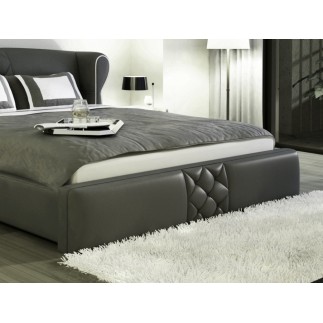 Lit design en cuir italien de luxe VEGAS, gris foncé