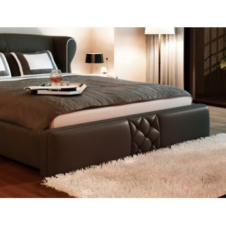 Lit design en cuir italien de luxe VEGAS, chocolat