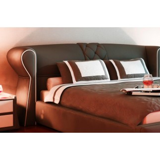 Lit design en cuir italien de luxe VEGAS, chocolat, 160x200