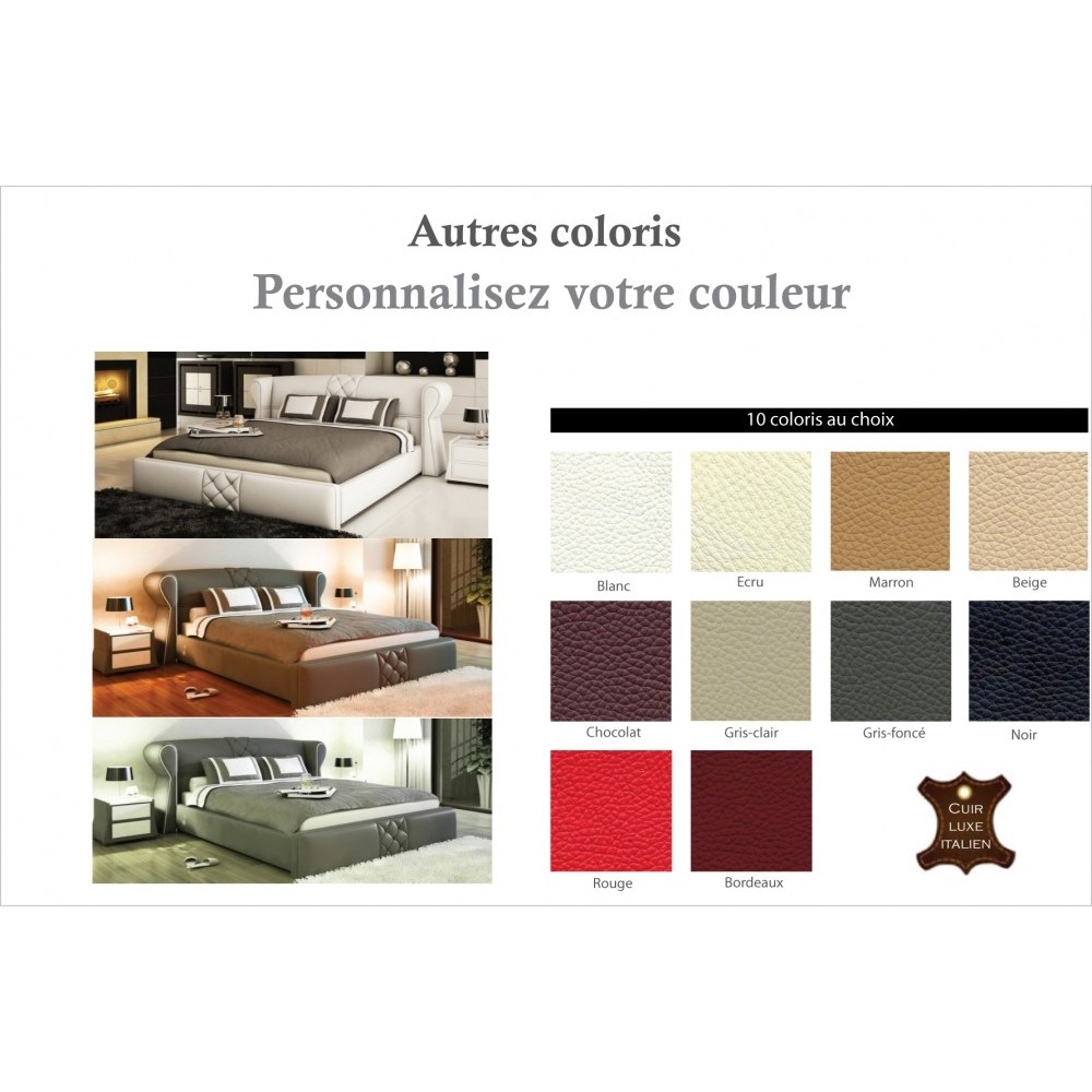 Lit design en cuir italien de luxe VEGAS, couleur personnalisée, 140x190 Lit design en cuir italien de luxe VEGAS, couleur personnalisée, 140x190