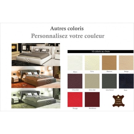 Lit design en cuir italien de luxe VEGAS, couleur personnalisée