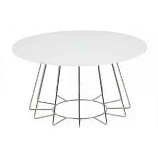 Table basse design, plateau de verre blanc, hauteur réglable, CASINI