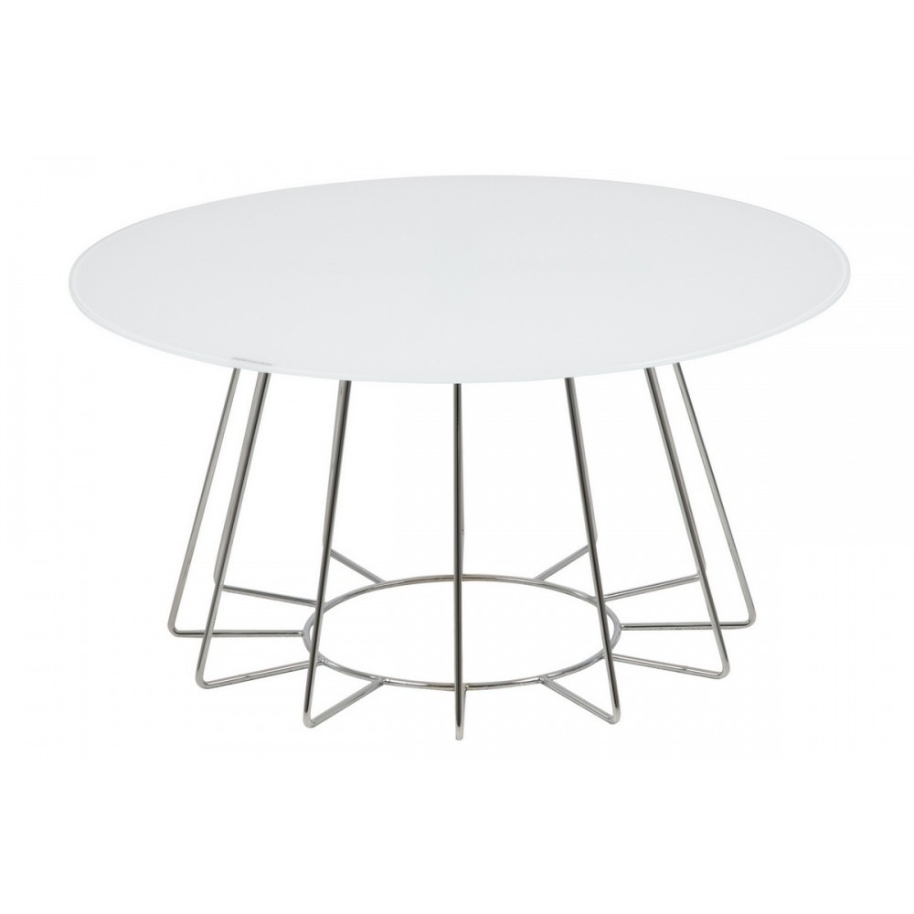 Table basse design, plateau de verre blanc, hauteur réglable, CASINI