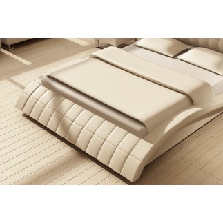 Lit design en cuir italien de luxe BELIA, blanc, 140x190