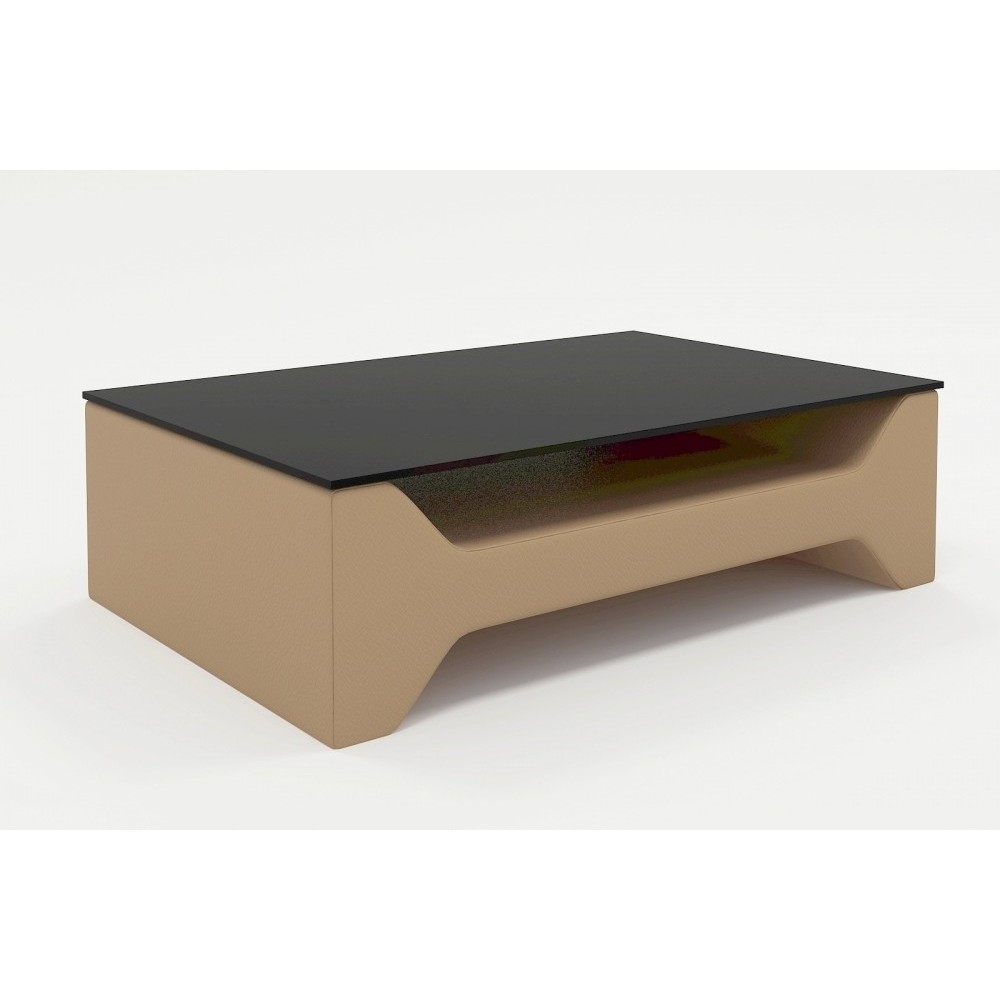 Table basse LINA design en simili cuir Beige 0325