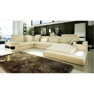 Canapé d'angle Grand BARI en cuir haut de gamme italien vachette Vénésetti Tout cuir Prestige luxe (tour de caisse en cuir) Choc