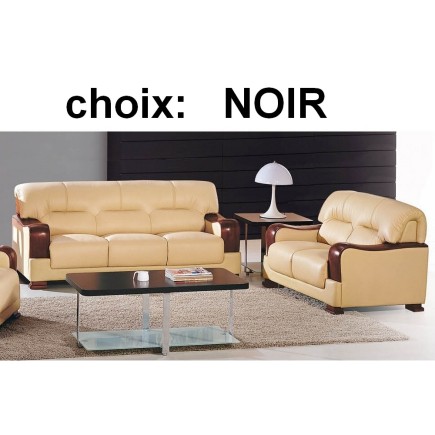 Ensemble canapés PAVIA 3 places et 2 places en cuir supérieur haut de gamme italien vachette Vénésetti Cuir supérieur luxe. Noir