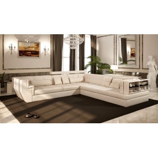 Canapé d'angle Grand LUXEMBOURG en cuir haut de gamme italien vachette Vénésetti Tout cuir supérieur luxe, BEIGE. Idem photo (à