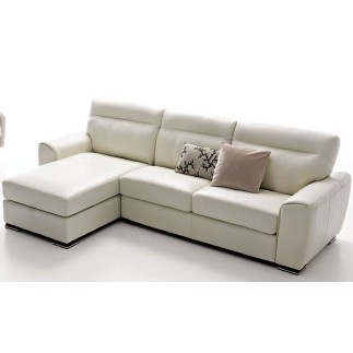 Canapé d'angle VENTURI en cuir haut de gamme italien vachette Vénésetti. Cuir Prestige luxe Blanc N°781. Méridienne à gauche vu